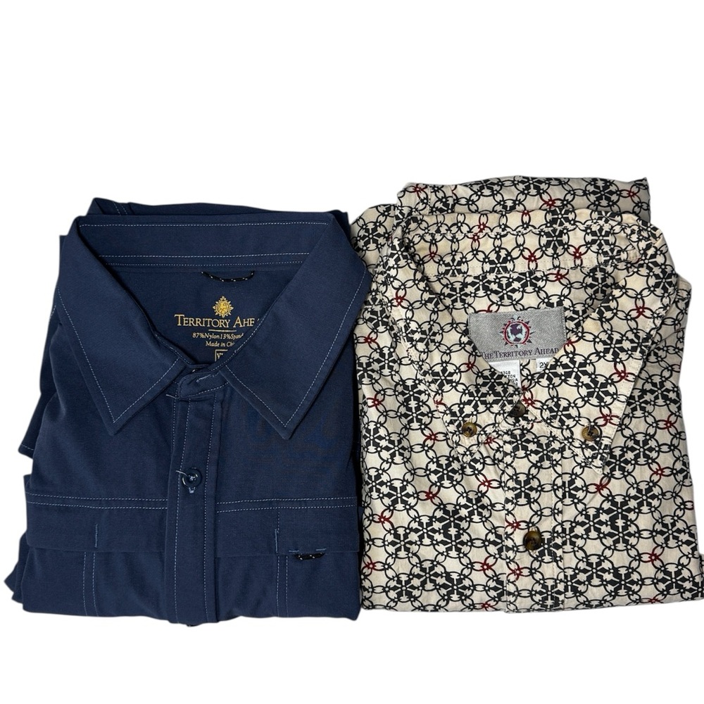 VTG The Territory Ahead Blue and Geometric, Casual Button Down Shirts